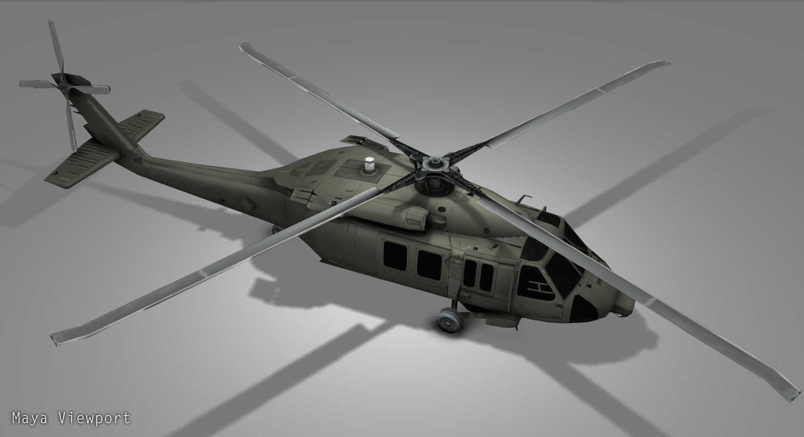 SH60 Helicopter Low-poly 3D model_1