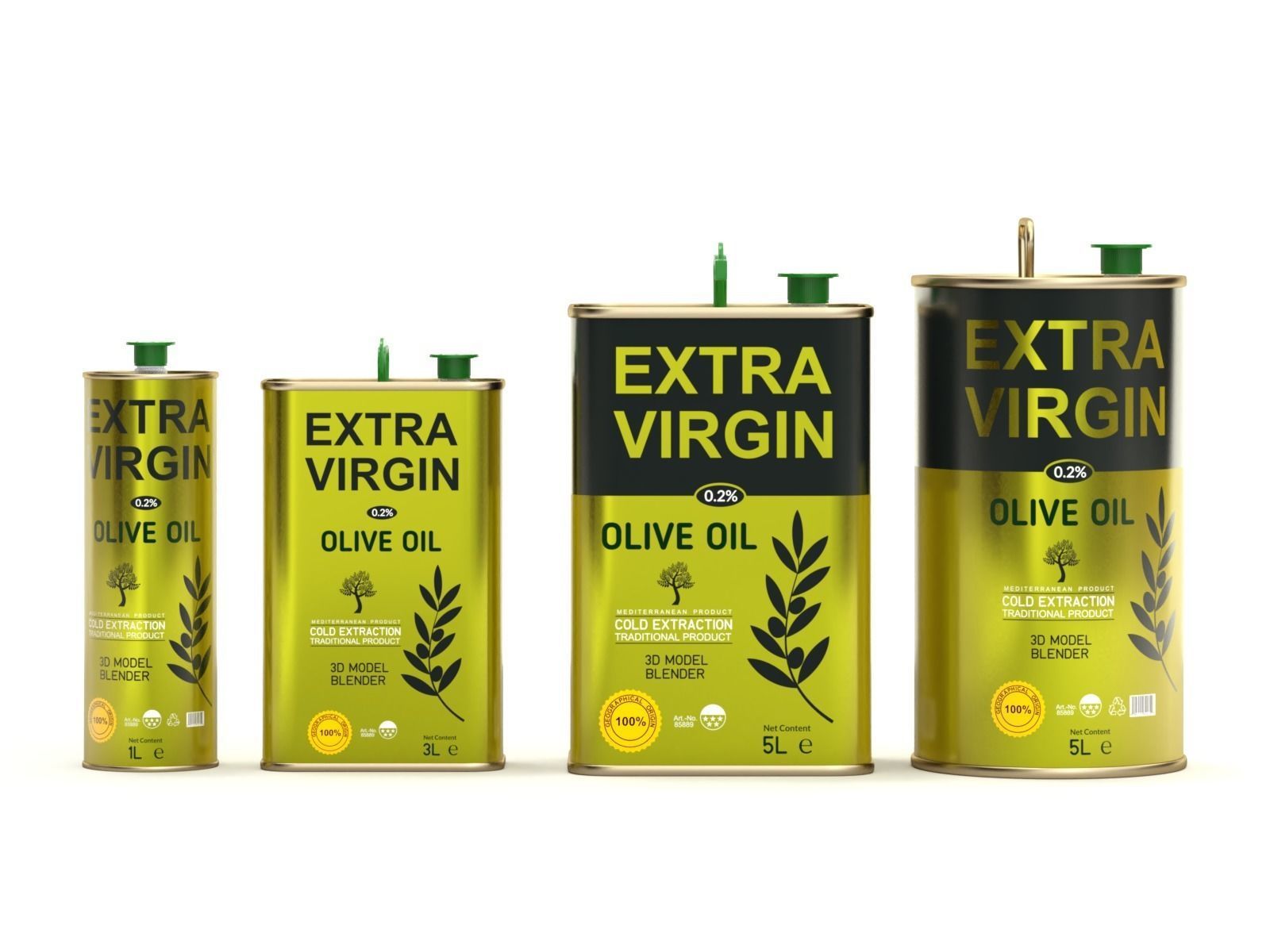 Olive Oil Can Set 3D model_9