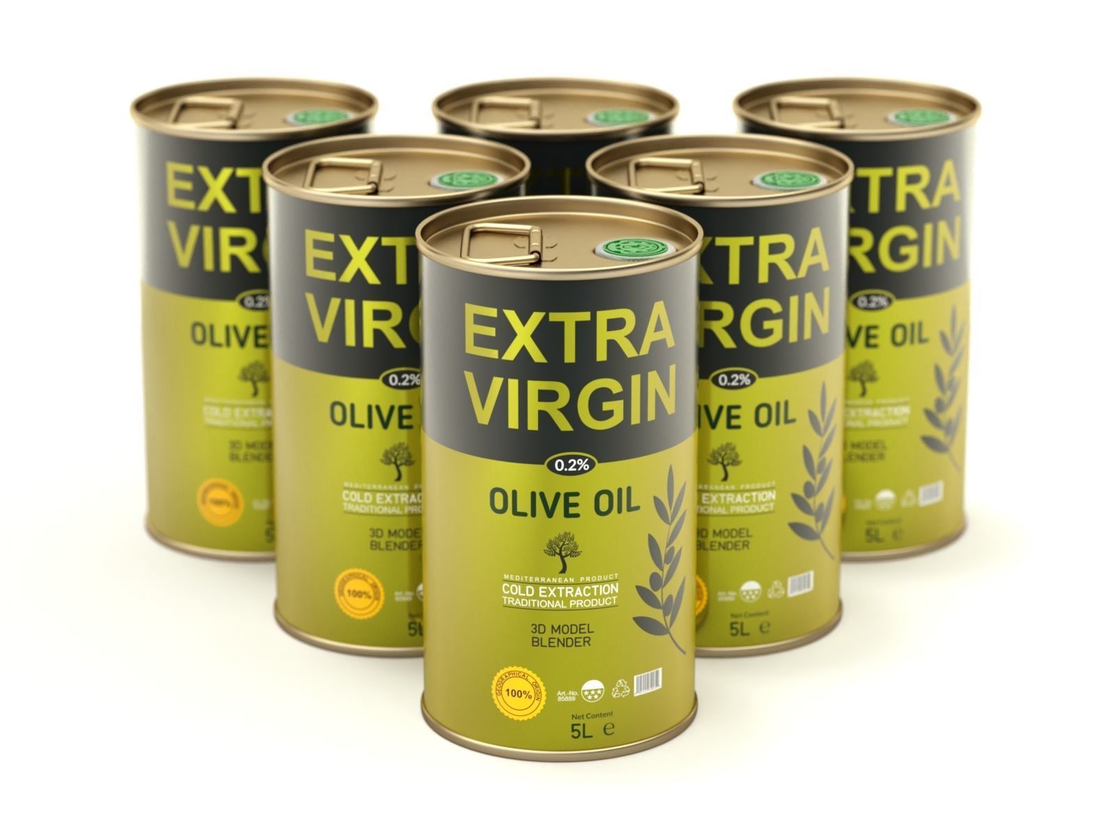 Olive Oil Can Set 3D model_7