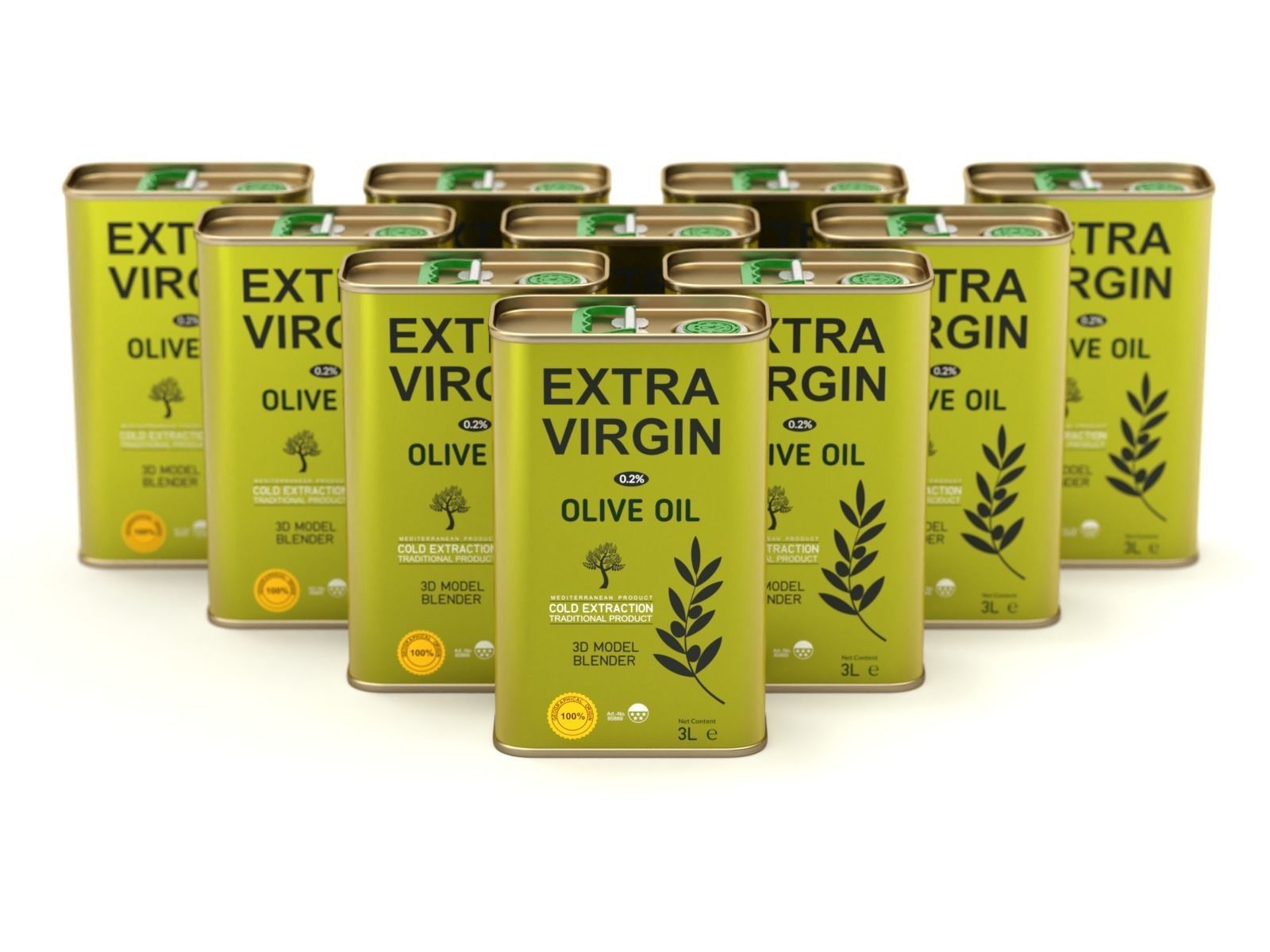 Olive Oil Can Set 3D model_8
