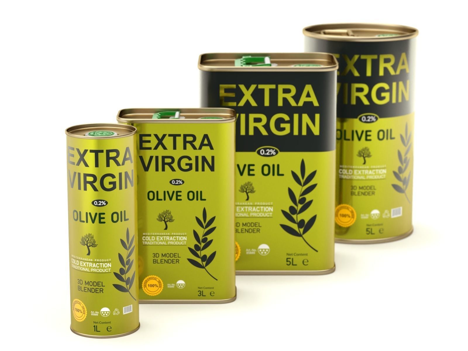 Olive Oil Can Set 3D model_2