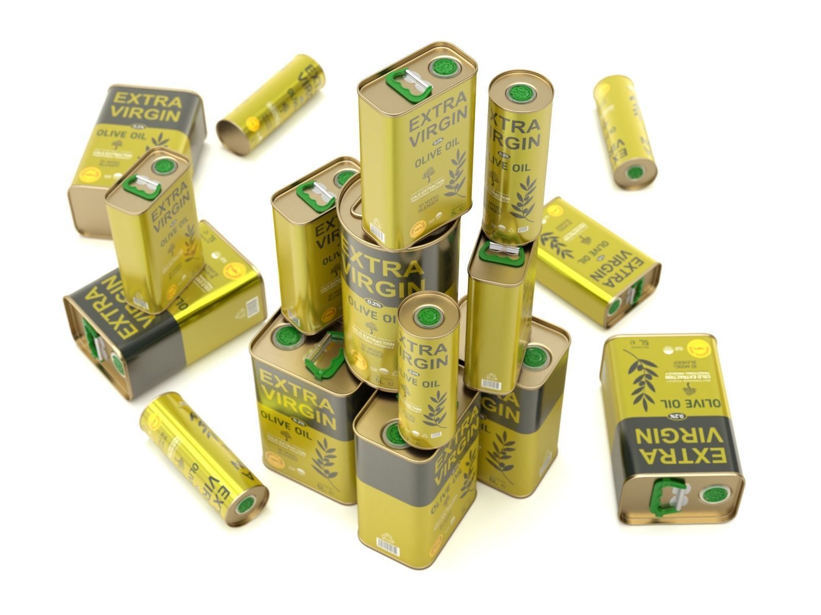 Olive Oil Can Set 3D model_10