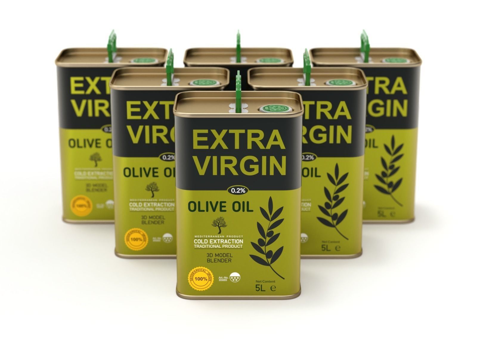 Olive Oil Can Set 3D model_6