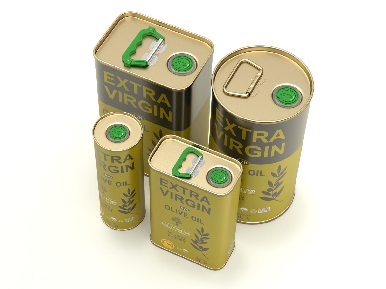 Olive Oil Can Set 3D model_3