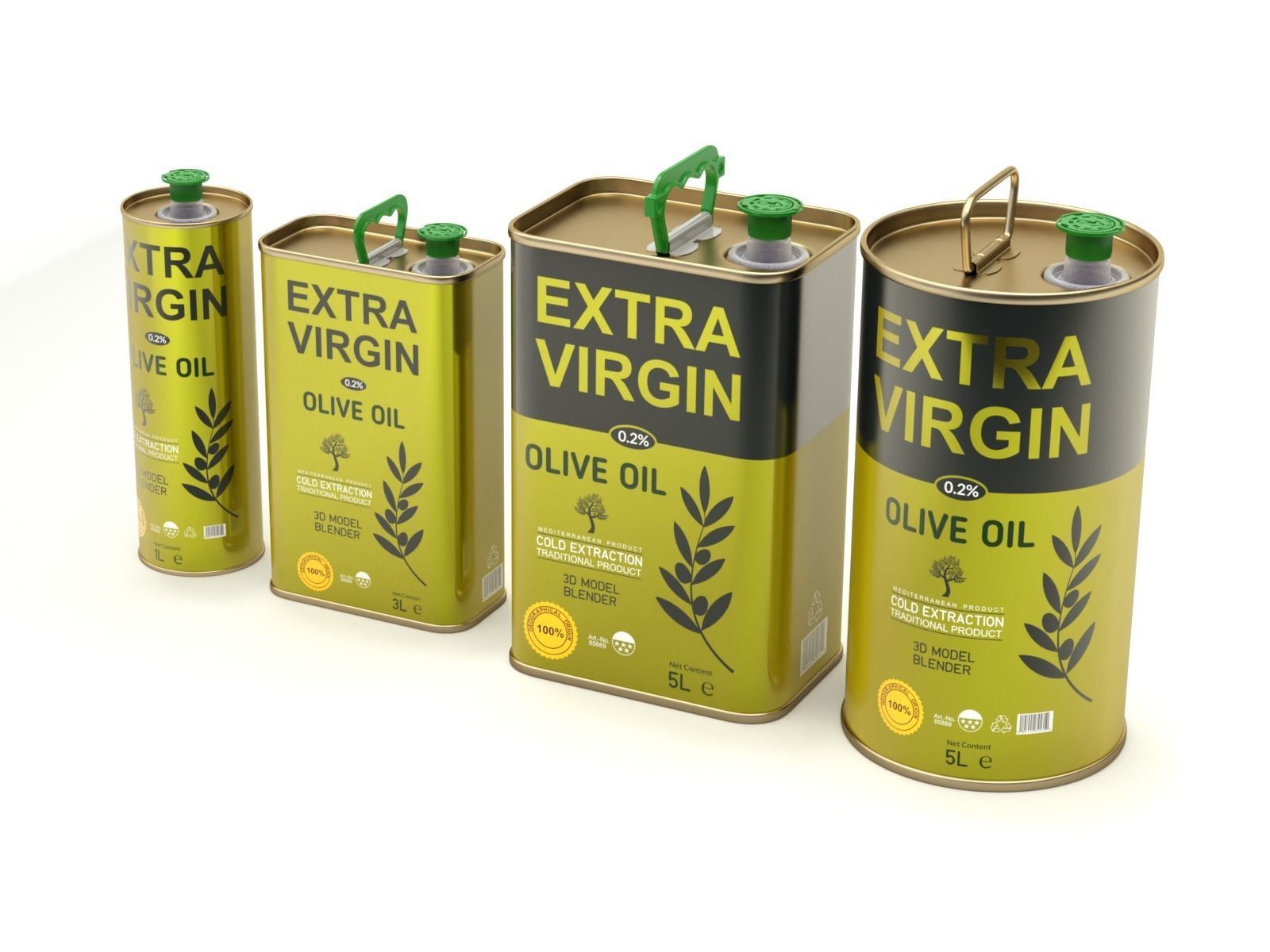 Olive Oil Can Set 3D model_1