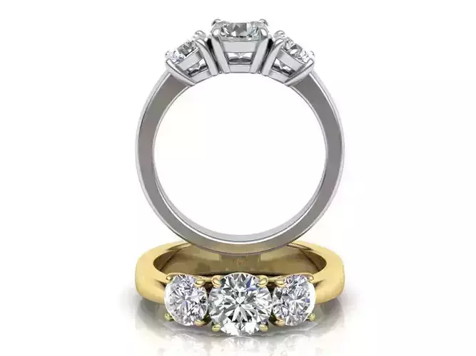 Three Stone Classic Engagement ring Printable 3d model N0284