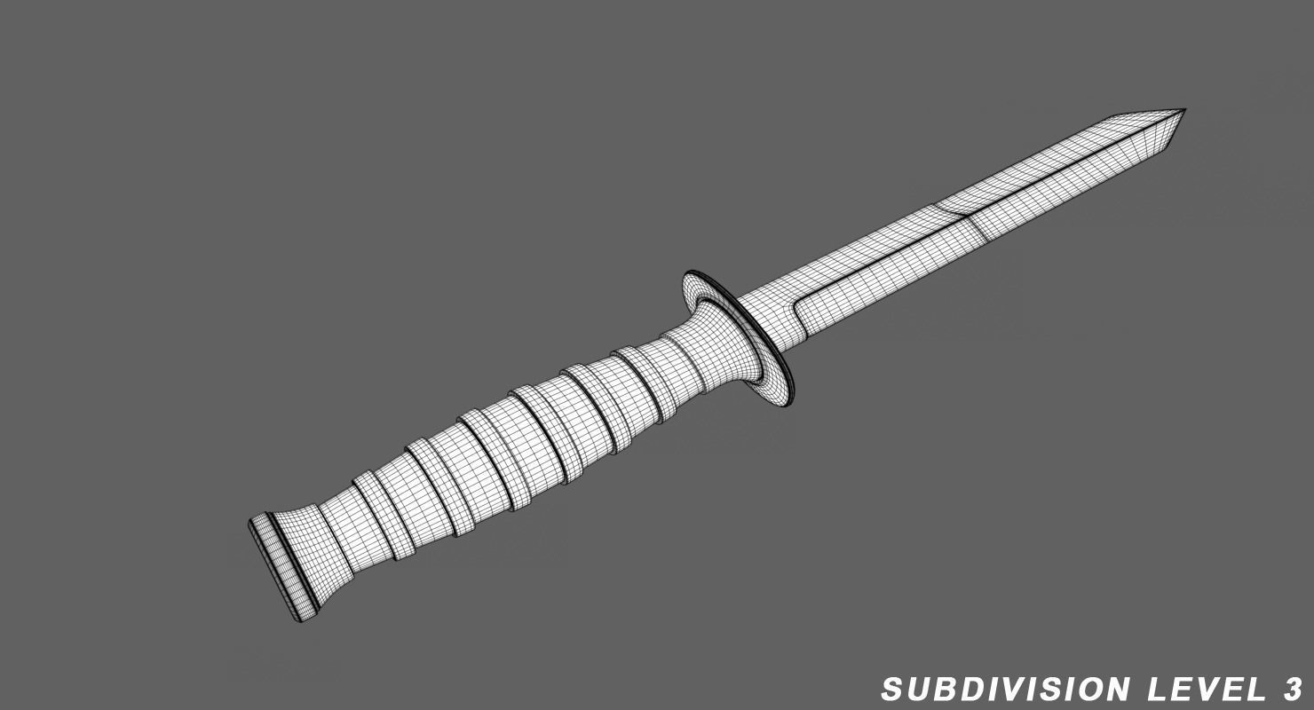Knife two swords Low-poly 3D model_6