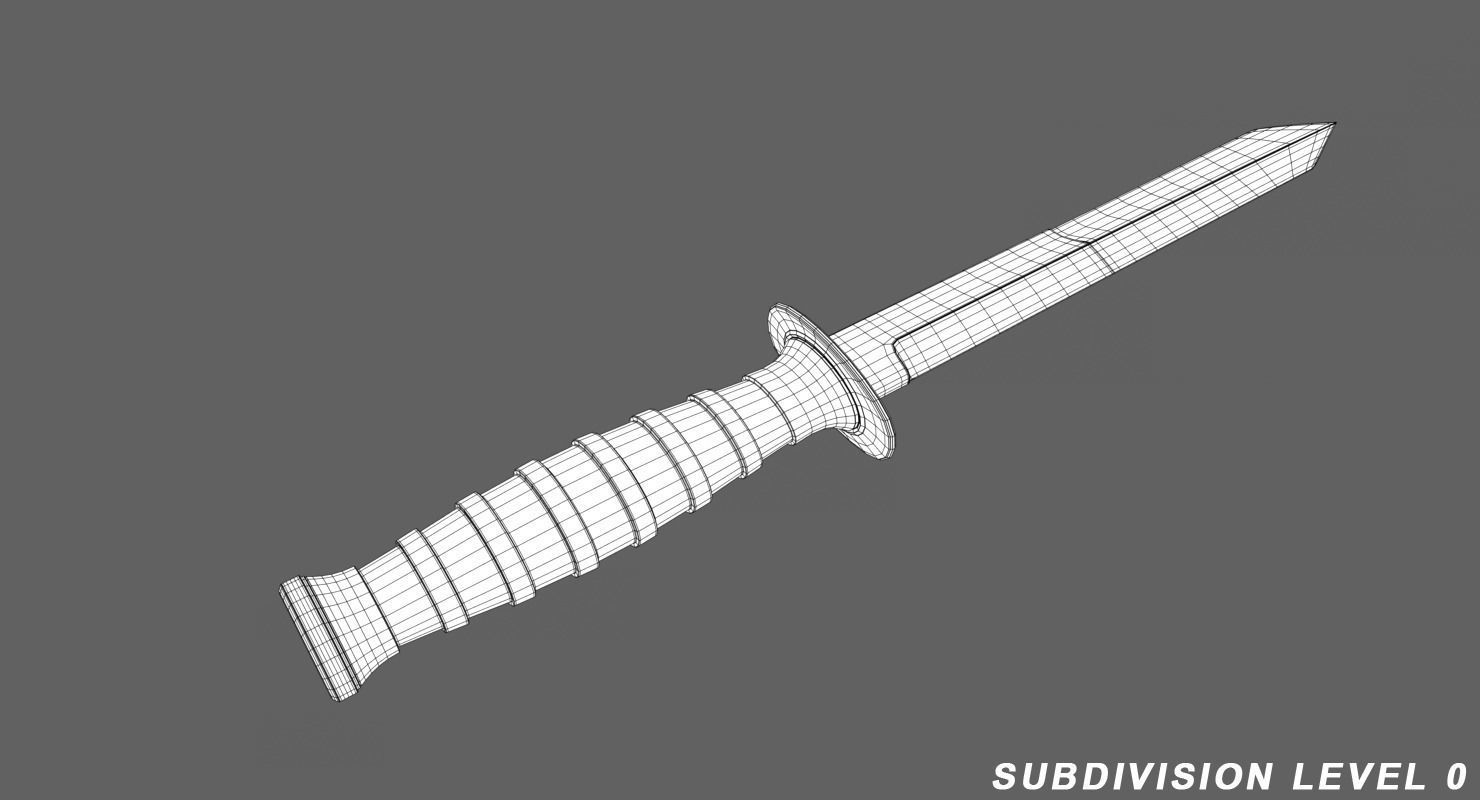 Knife two swords Low-poly 3D model_5