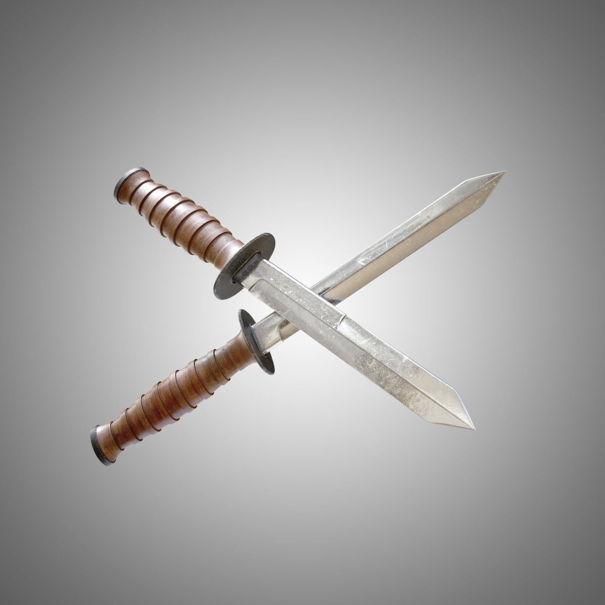 Knife two swords Low-poly 3D model_4