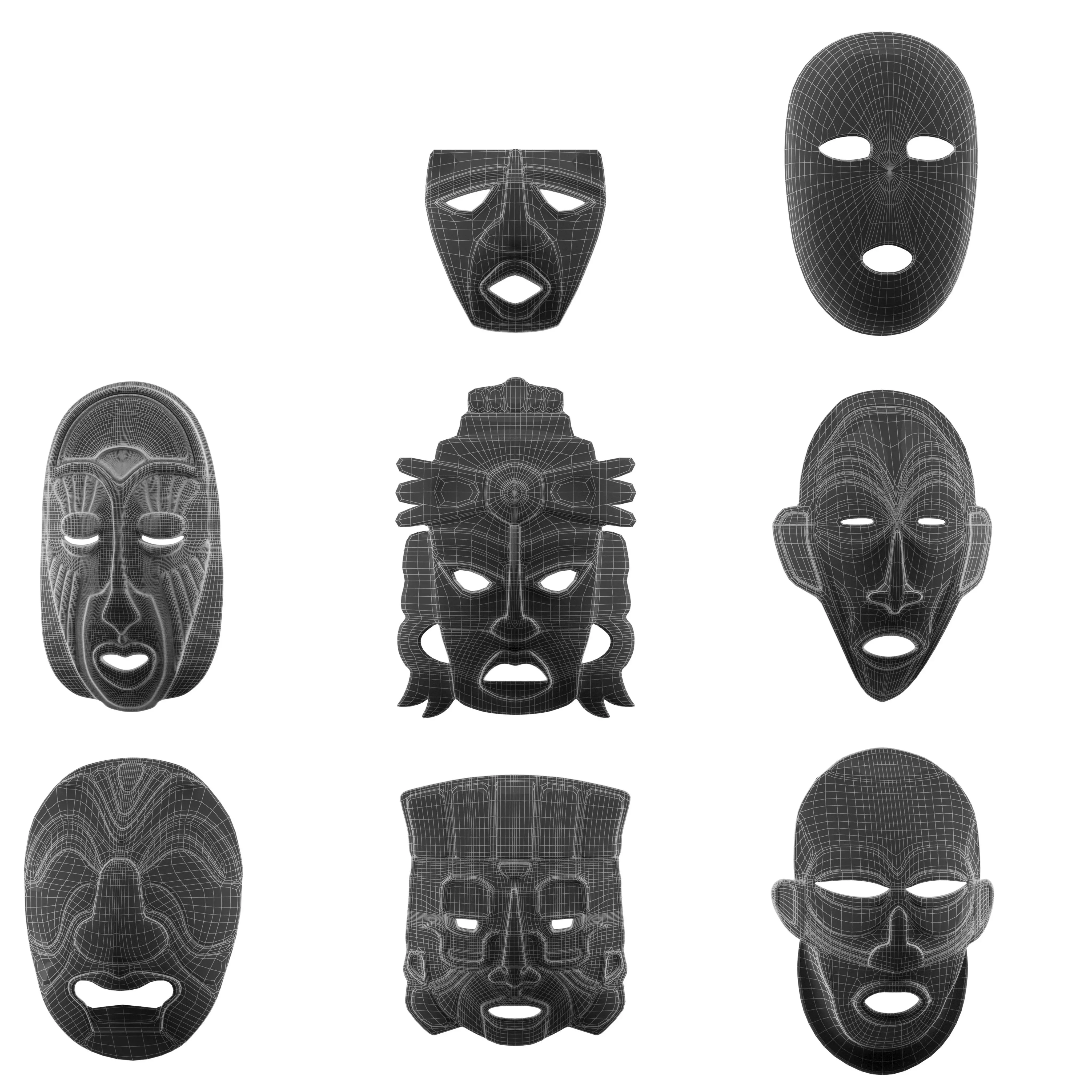 Ancient masks collection 3D model | CGTrader