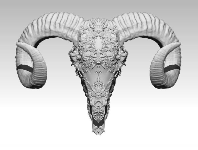 Ram skull carved high detailed 3d print 3D print model
