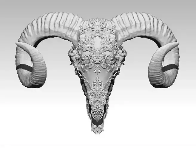 Ram skull carved high detailed 3d print 3D print model