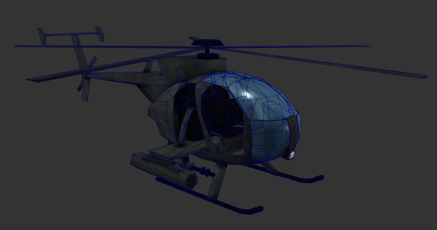 MH6 Helicopter Low-poly 3D model_1