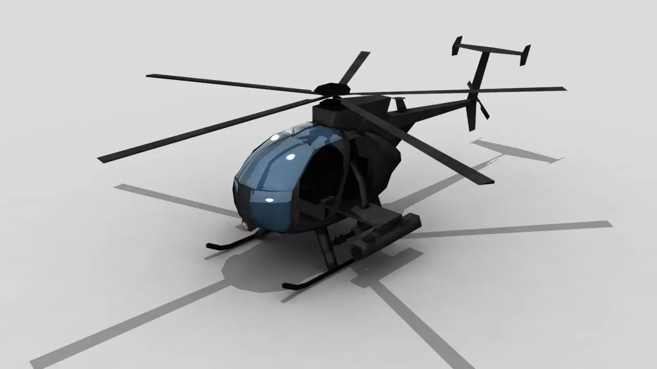 MH6 Helicopter Low-poly 3D model_0