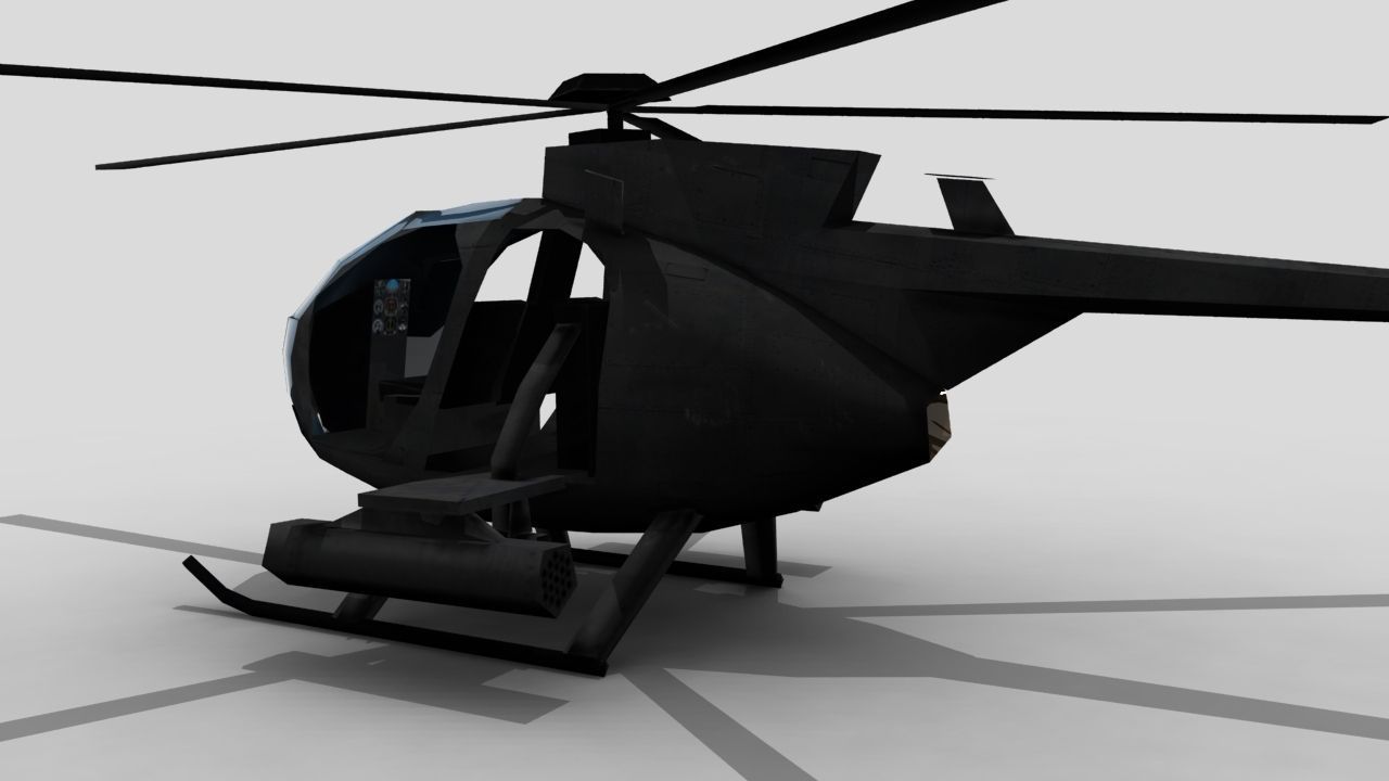 MH6 Helicopter Low-poly 3D model_3