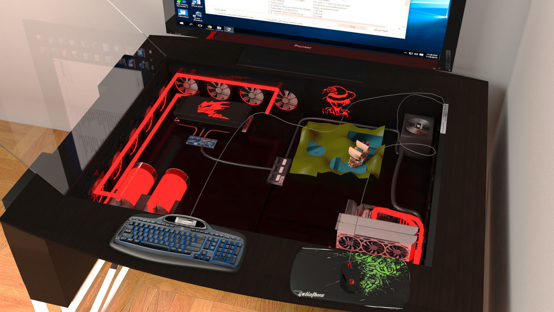 Mod computer case desk 3D model_3