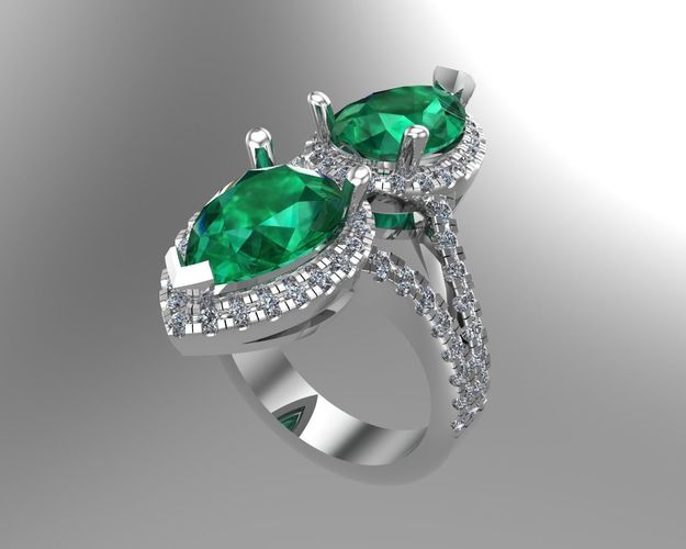 Diamond Pear golden rings NN101 3D print model
