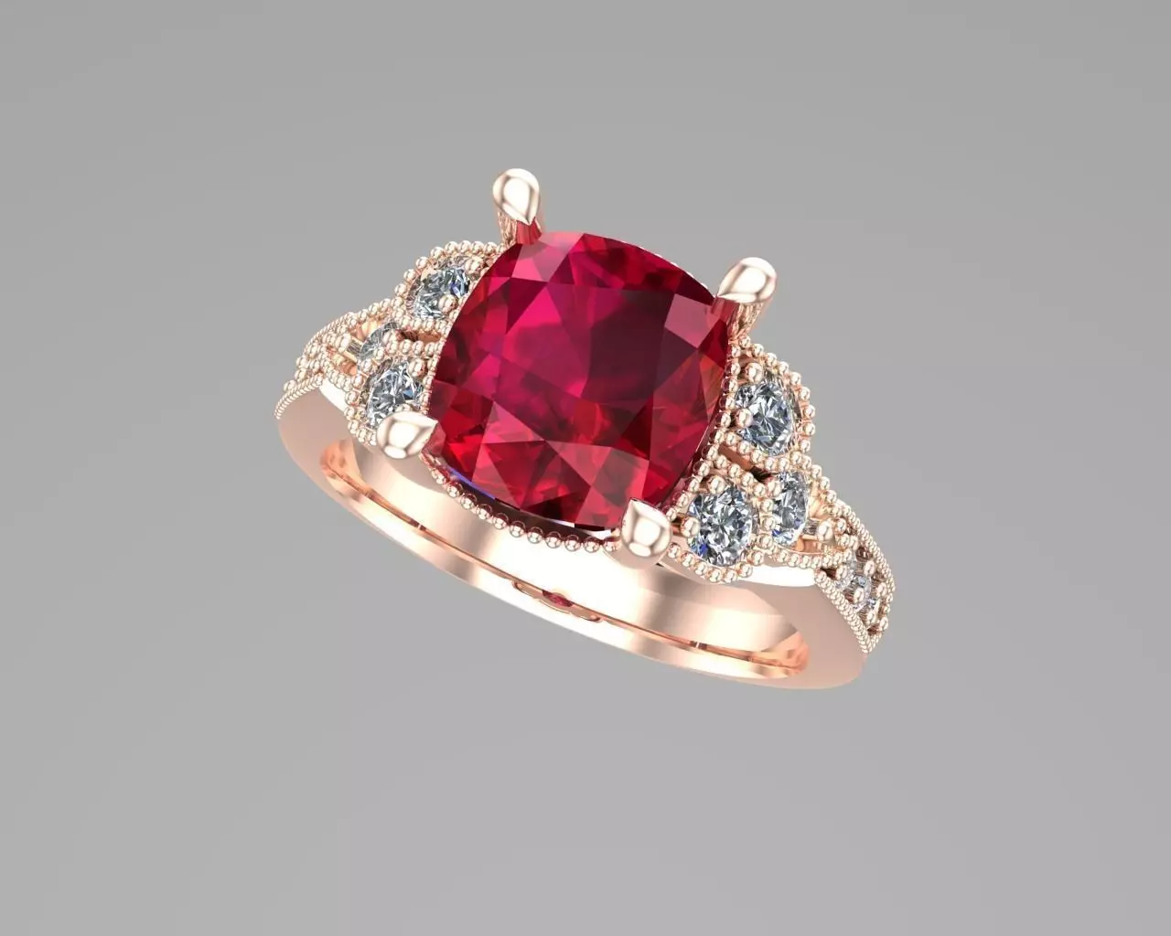 Cushion diamond golden rings NN105 3D print model