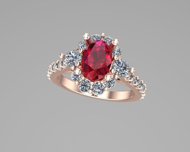 Oval diamond golden rings NN106 3D print model