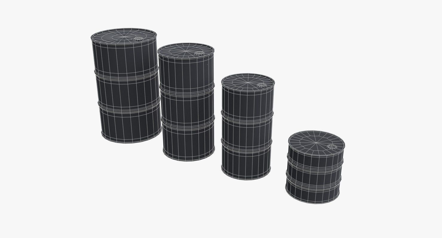 Chemical barrels Low-poly 3D model_11