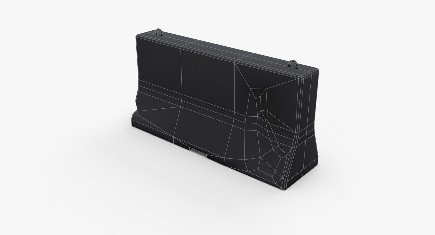 Roadwork concrete block Low-poly 3D model_20