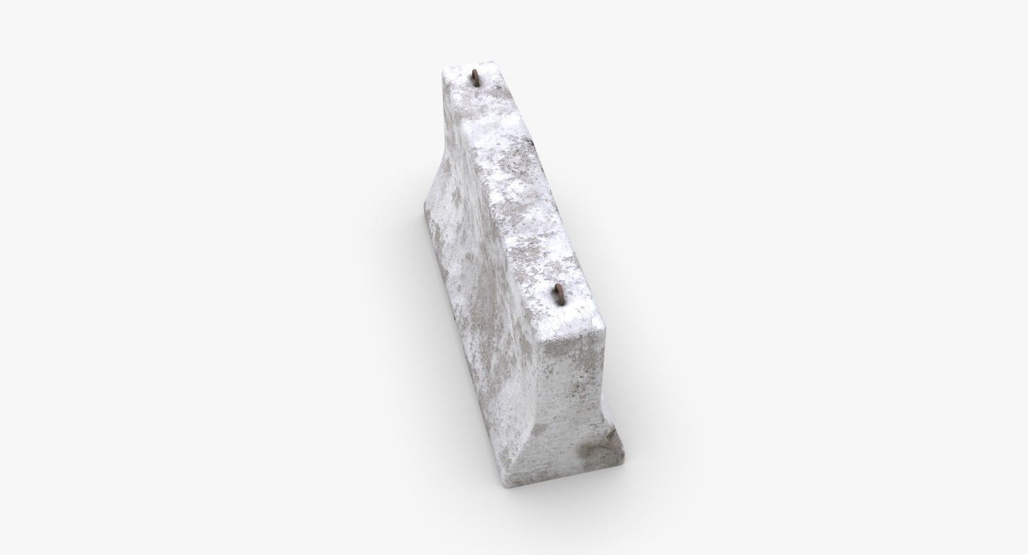 Roadwork concrete block Low-poly 3D model_16