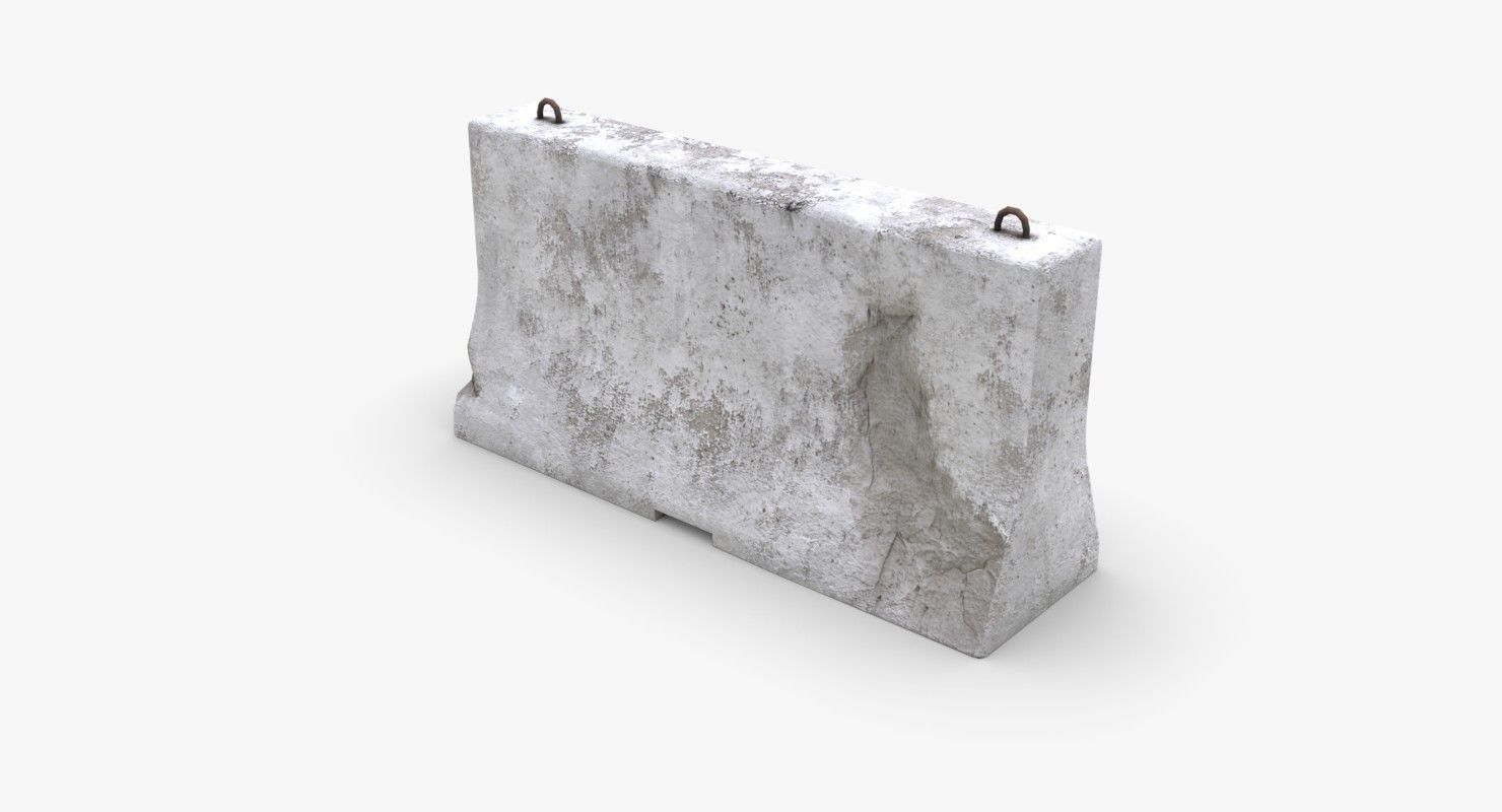 Roadwork concrete block Low-poly 3D model_4