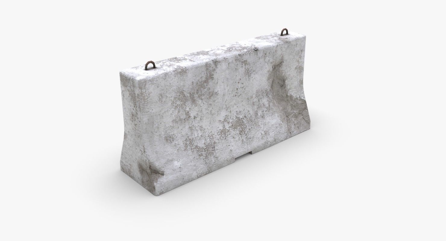 Roadwork concrete block Low-poly 3D model_11