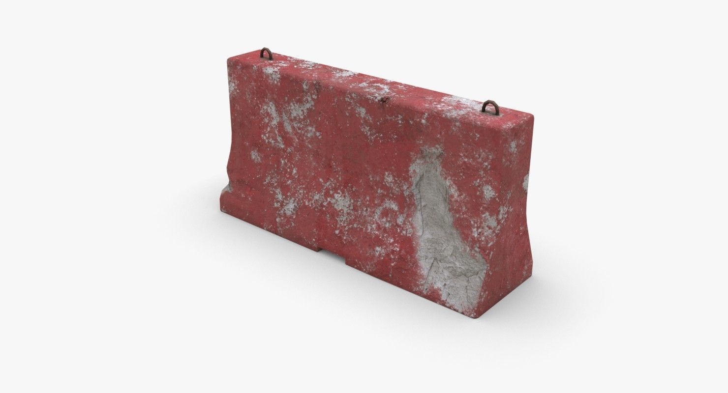Roadwork concrete block Low-poly 3D model_2