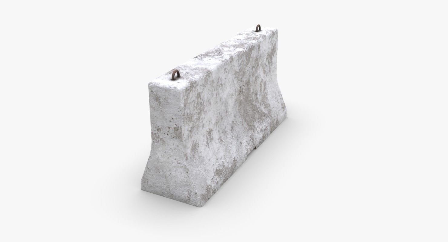 Roadwork concrete block Low-poly 3D model_6