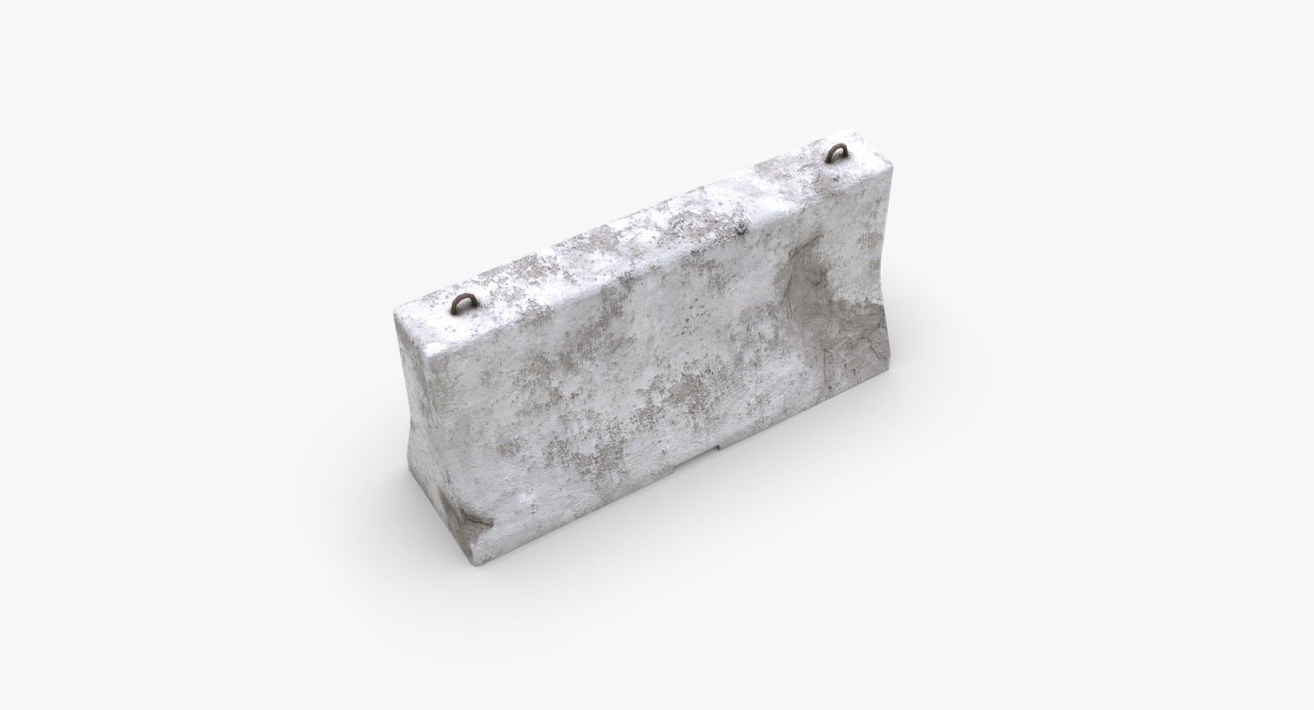 Roadwork concrete block Low-poly 3D model_17