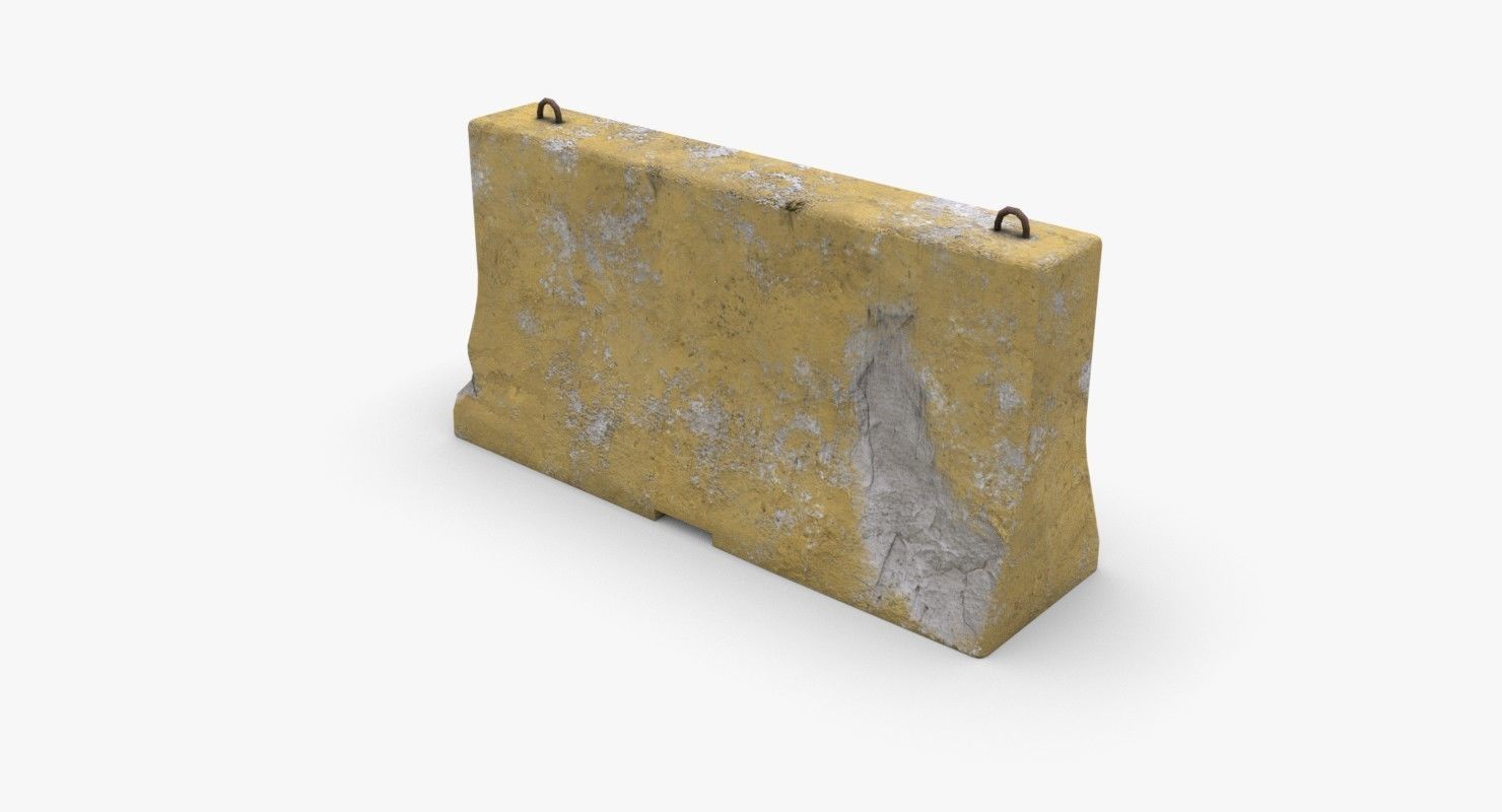 Roadwork concrete block Low-poly 3D model_3