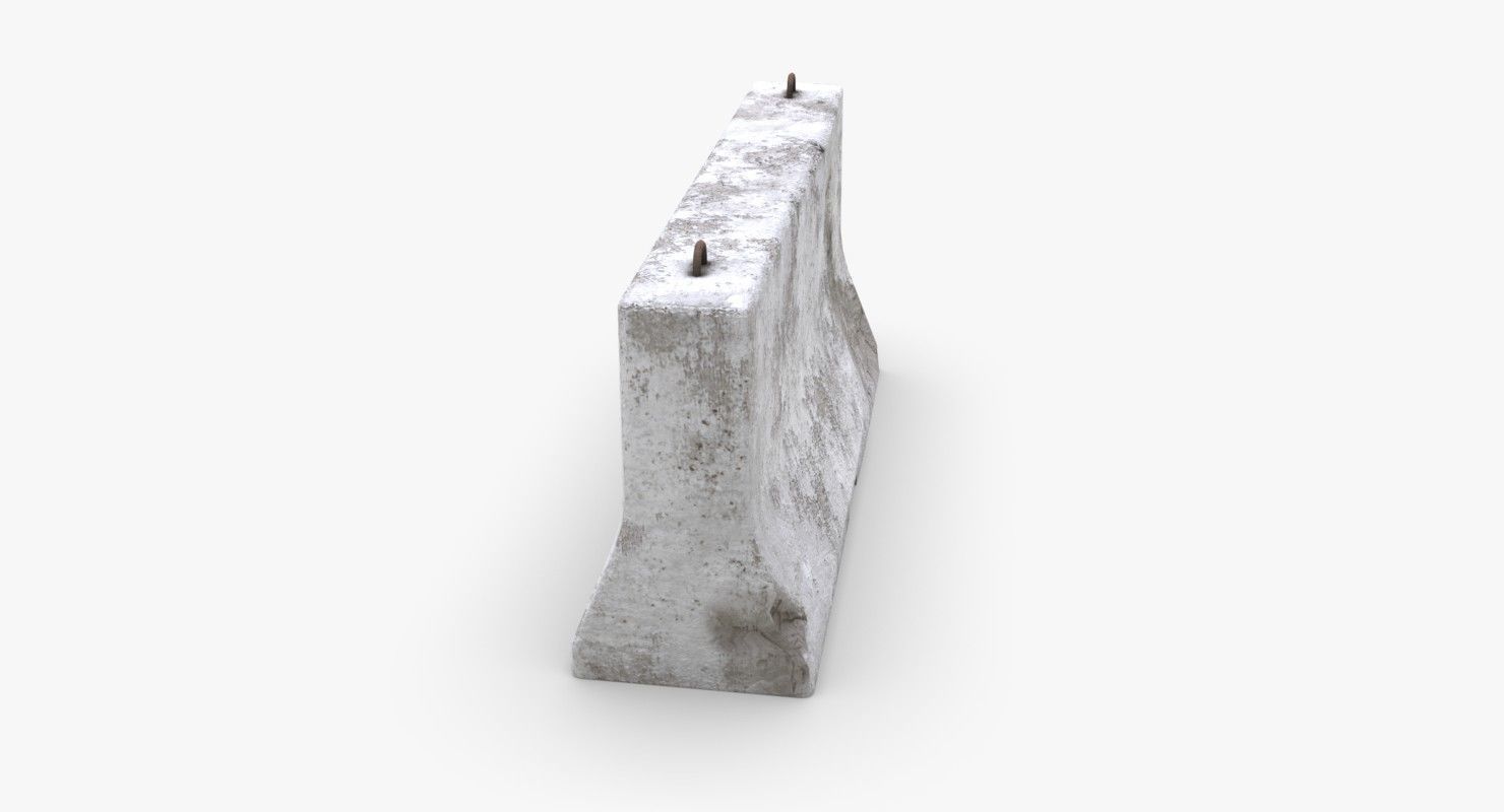 Roadwork concrete block Low-poly 3D model_10