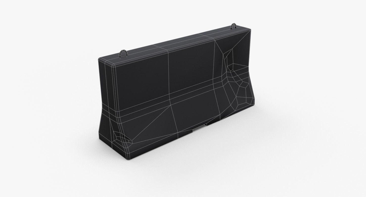 Roadwork concrete block Low-poly 3D model_27