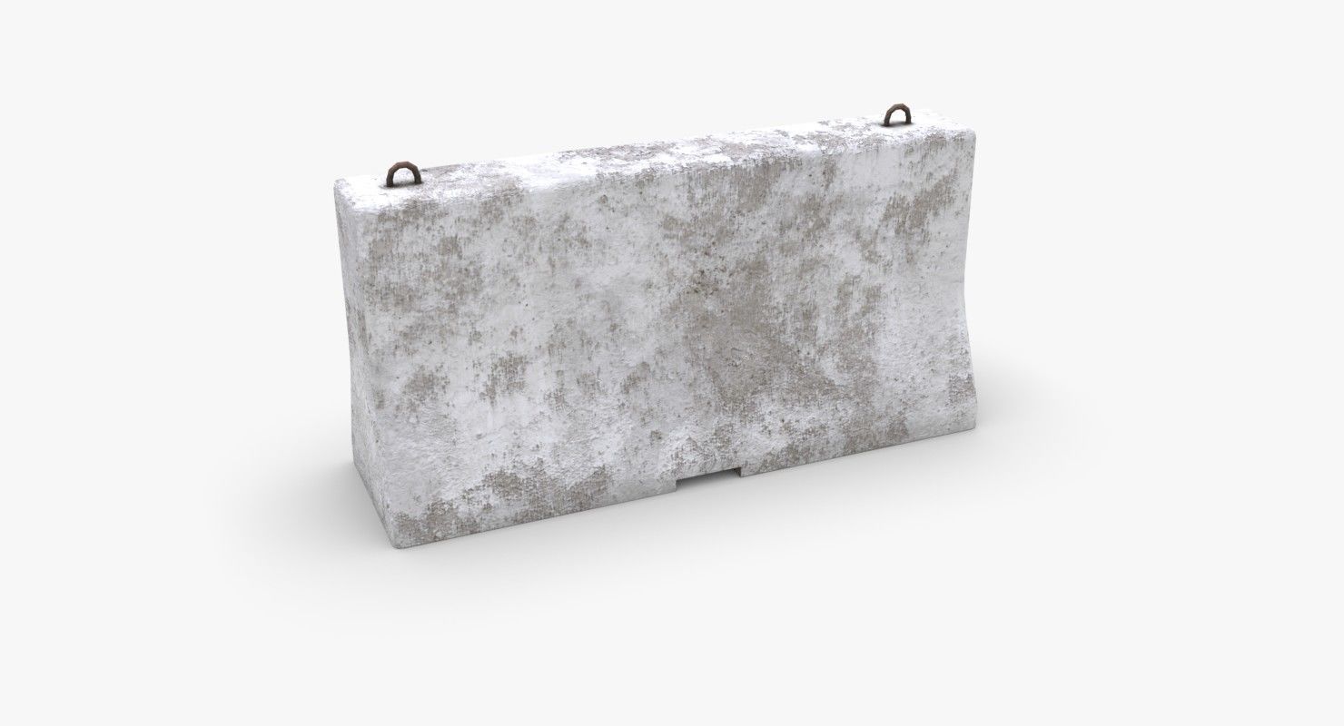 Roadwork concrete block Low-poly 3D model_7