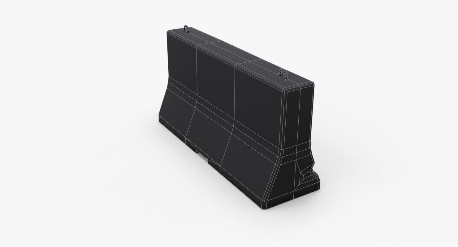 Roadwork concrete block Low-poly 3D model_25