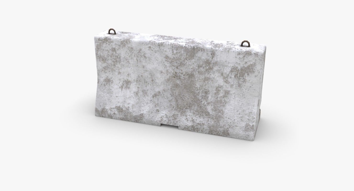 Roadwork concrete block Low-poly 3D model_8