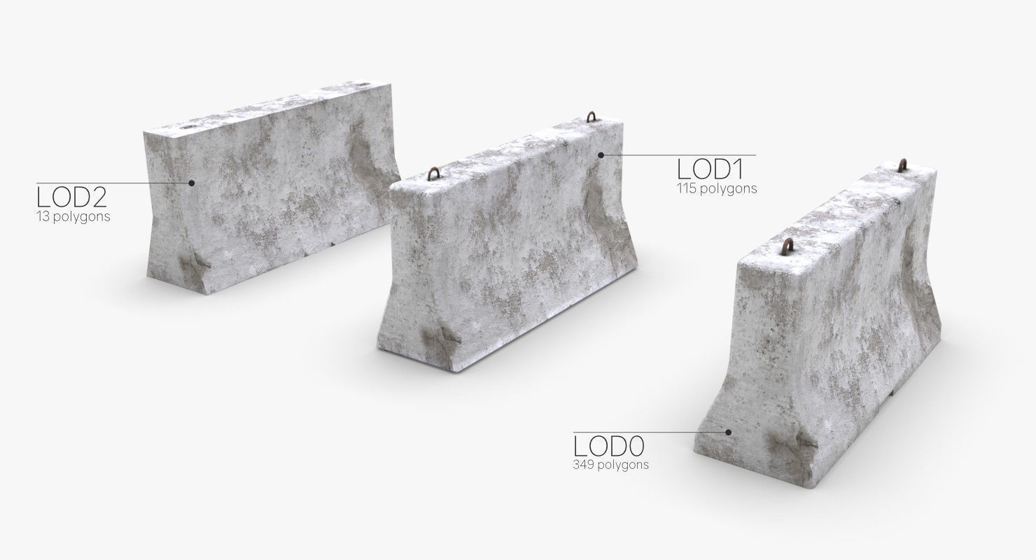 Roadwork concrete block Low-poly 3D model_18