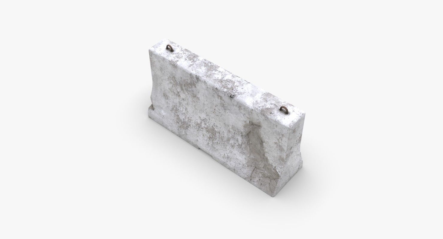 Roadwork concrete block Low-poly 3D model_13