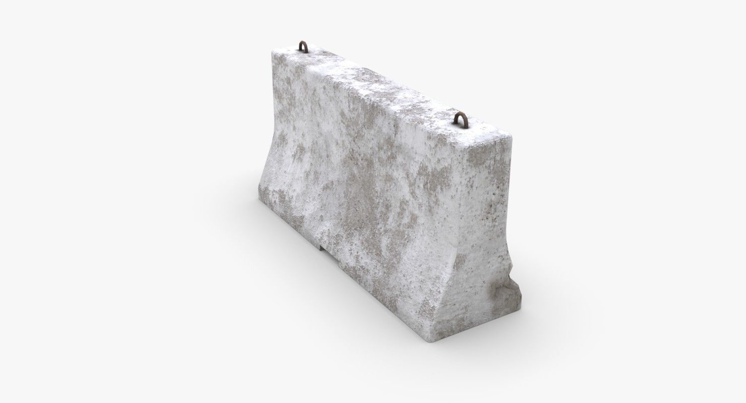 Roadwork concrete block Low-poly 3D model_9