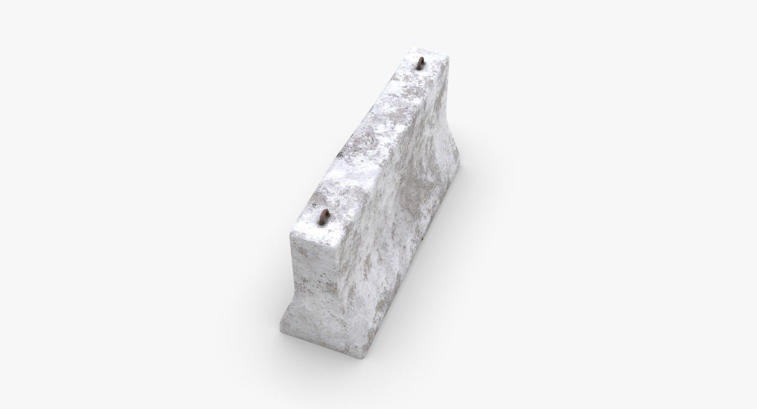 Roadwork concrete block Low-poly 3D model_14