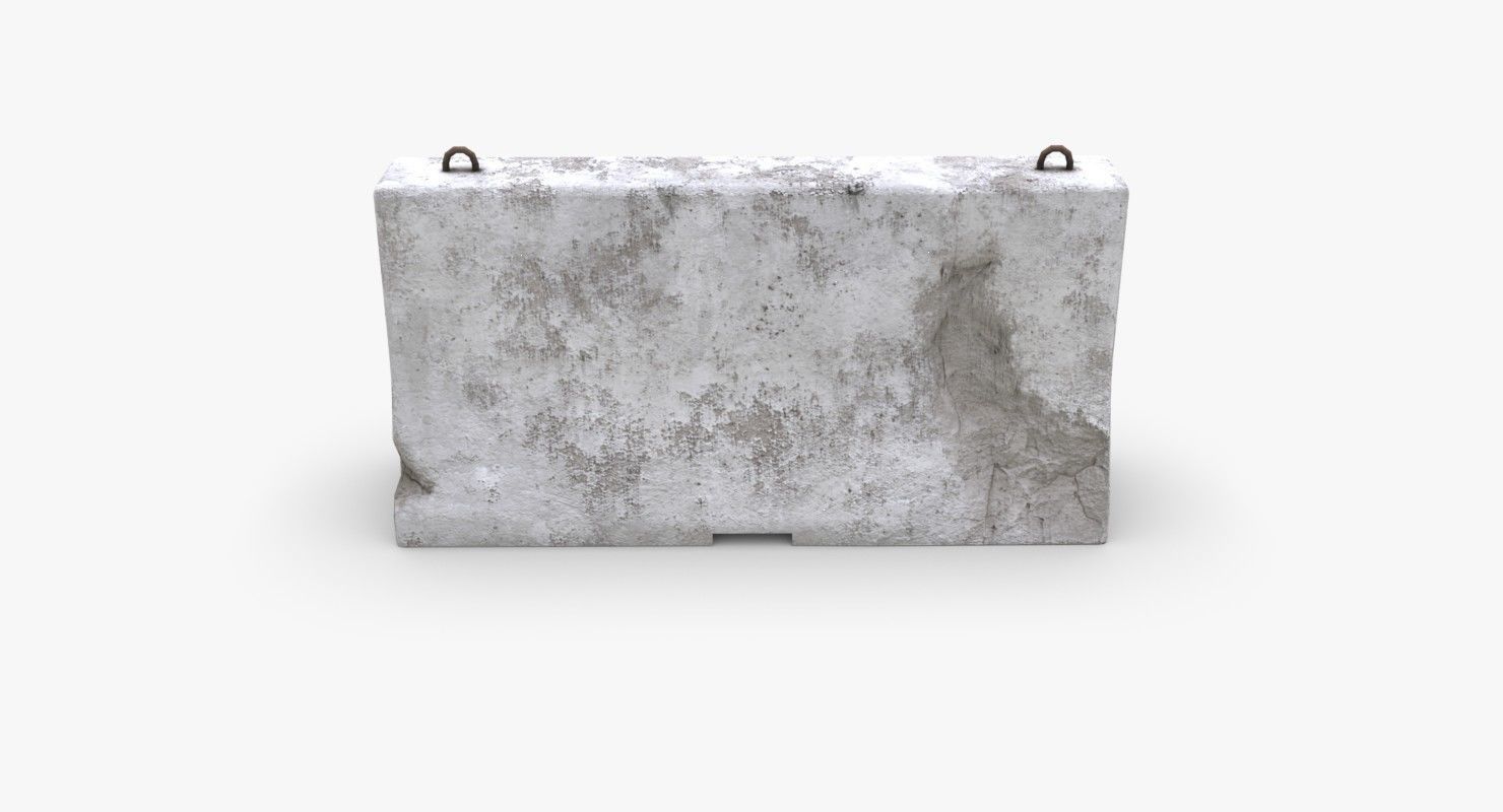 Roadwork concrete block Low-poly 3D model_12