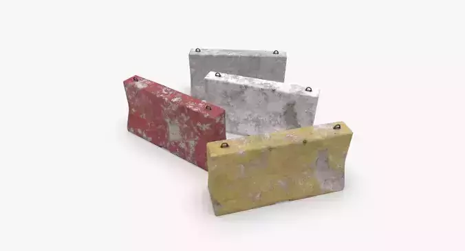 Roadwork concrete block Low-poly 3D model