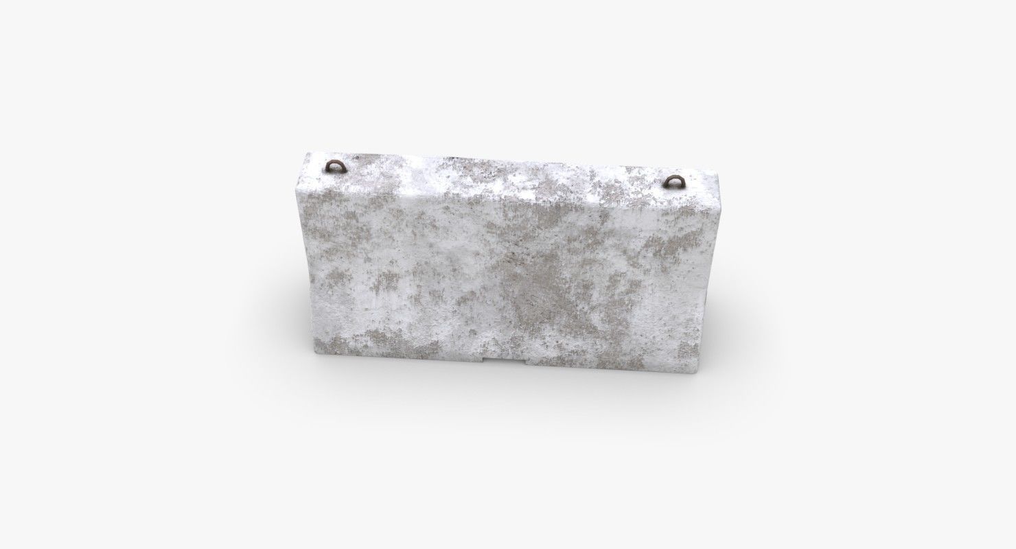 Roadwork concrete block Low-poly 3D model_15