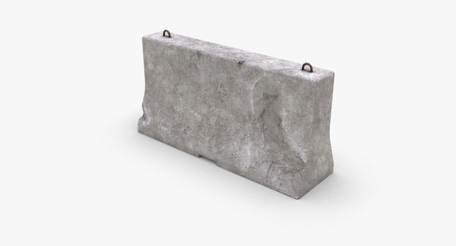 Roadwork concrete block Low-poly 3D model_1