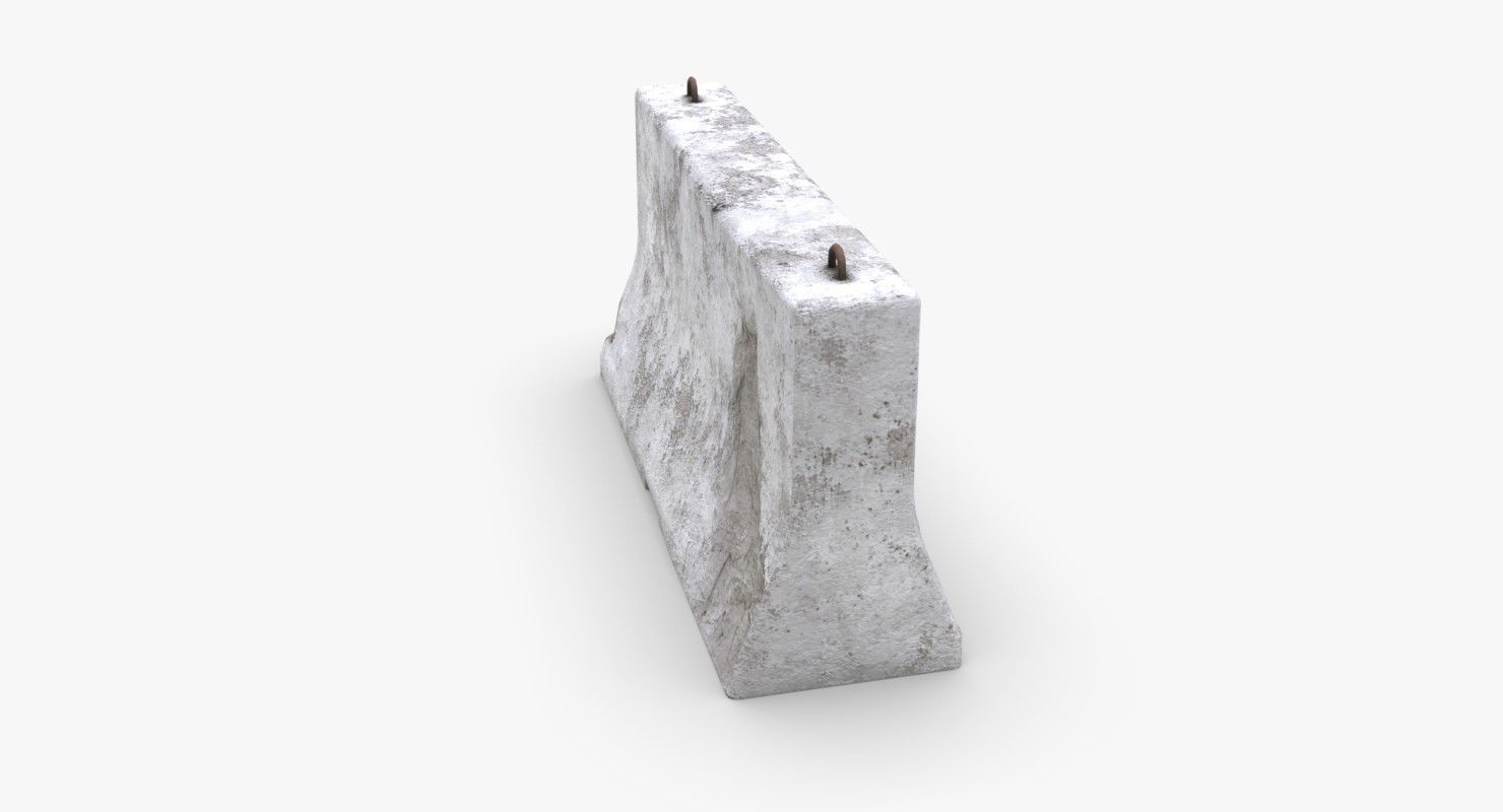 Roadwork concrete block Low-poly 3D model_5