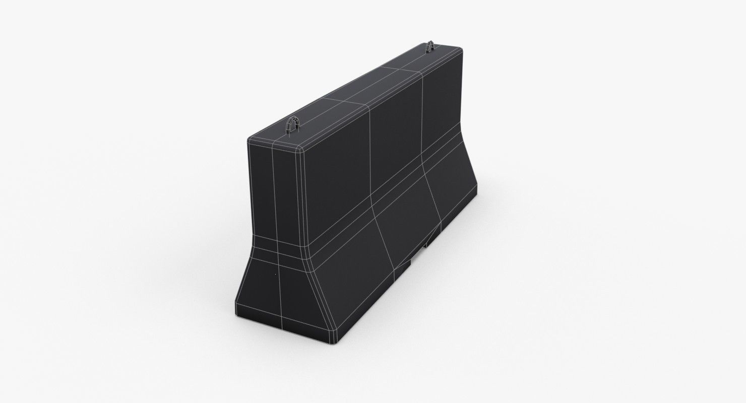Roadwork concrete block Low-poly 3D model_22