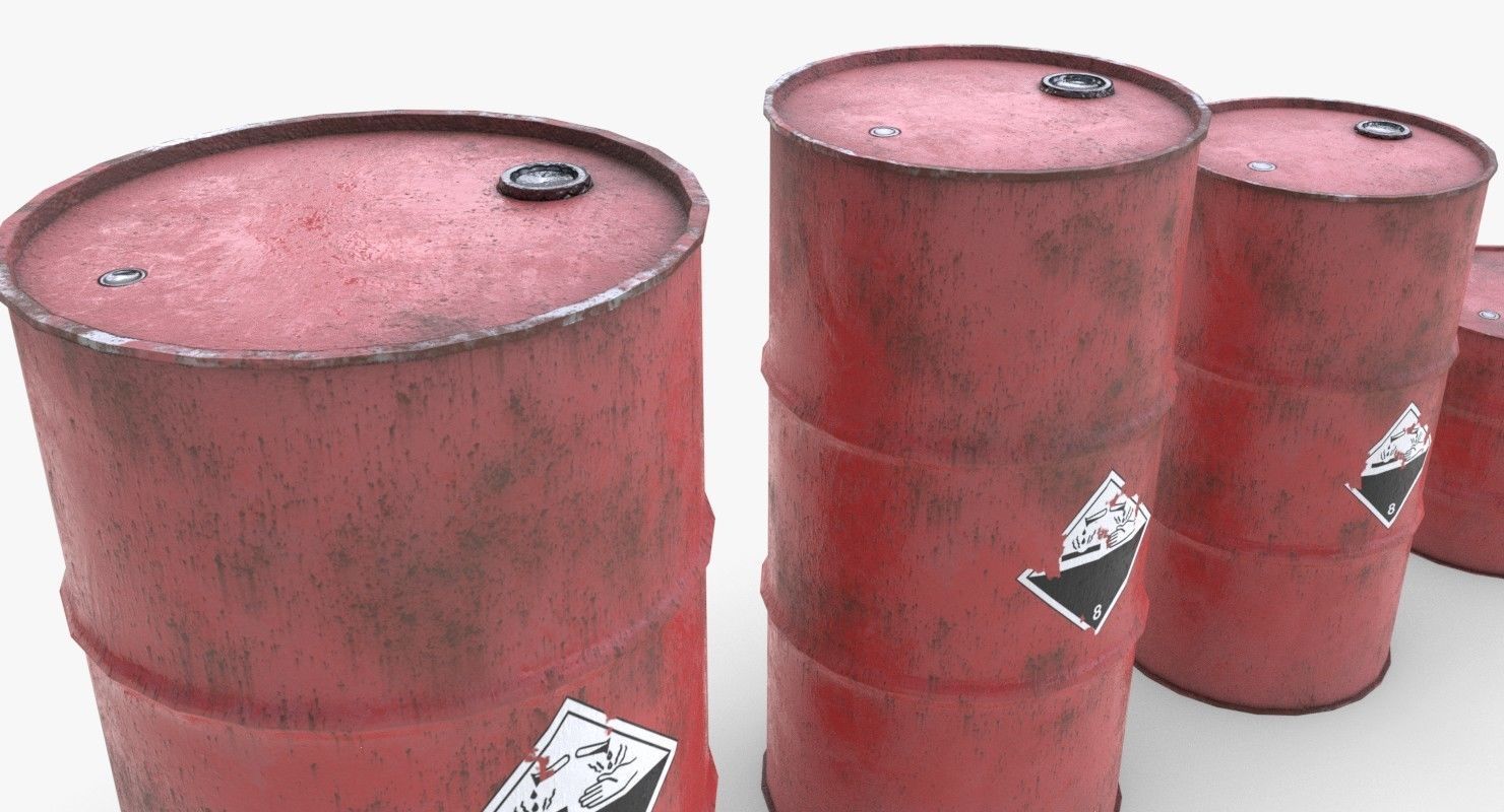 Chemical barrels Low-poly 3D model_8