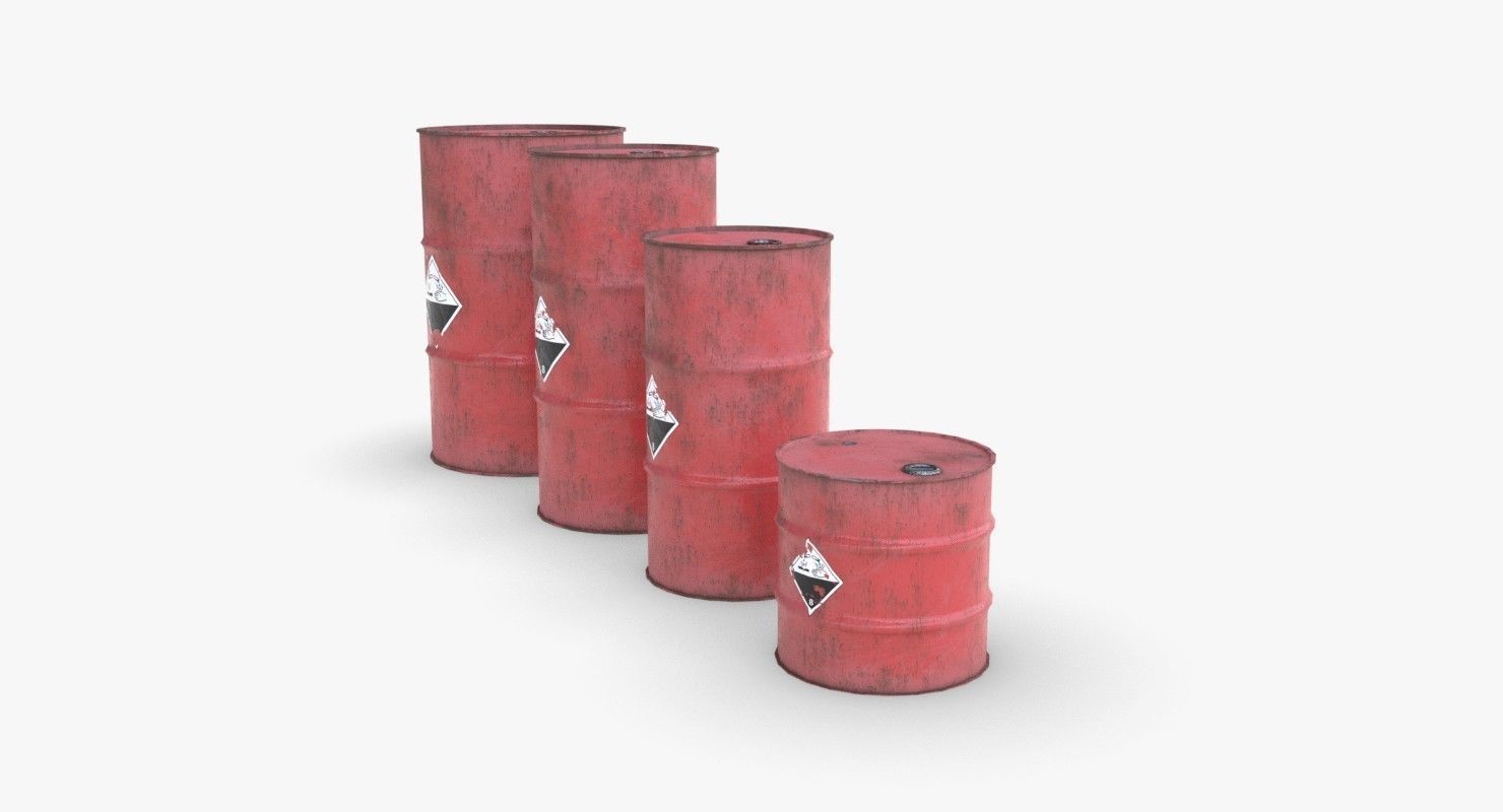 Chemical barrels Low-poly 3D model_2