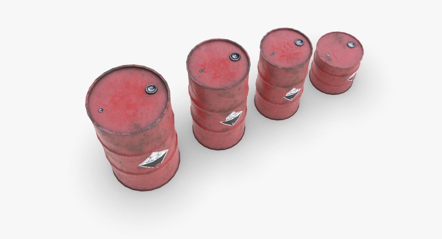 Chemical barrels Low-poly 3D model_6
